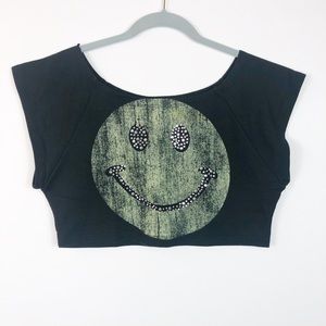 Chocolate Smily Face Beaded S Cropped Top